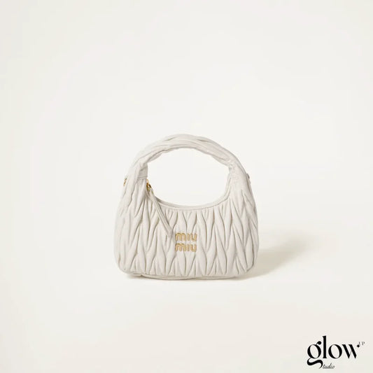 Miumiu - Wander matelassé nappa leather hobo bag White