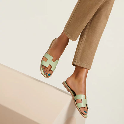 Hermes - Claquettes Oran Vert de mer