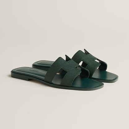 Hermes - Claquettes Oran Vert Bouteille