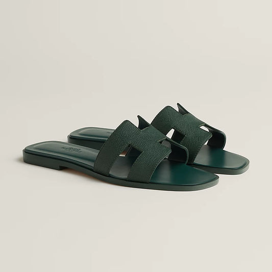 Hermes - Claquettes Oran Vert Bouteille